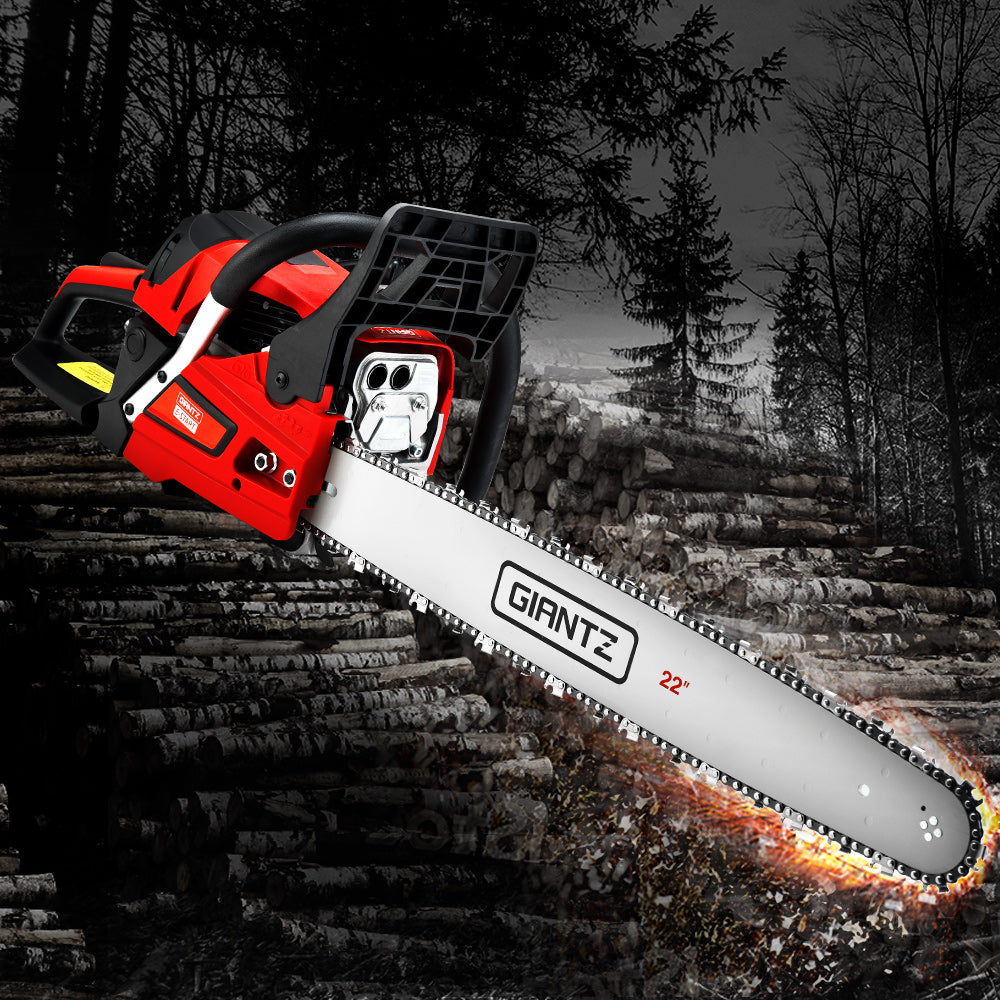 Giantz Chainsaw Petrol 58CC 22" Bar Commercial E-Start Pruning Chain Saw 4.2HP