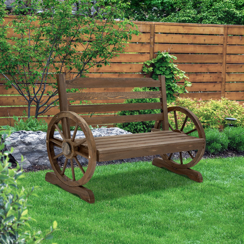 Gardeon Outdoor Garden Bench Wooden 2 Seat Wagon Chair