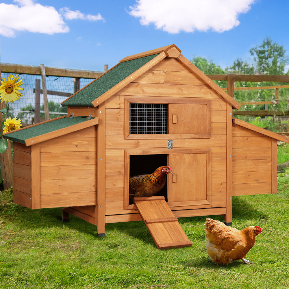 Chicken Coop Rabbit Hutch 150cm x 68cm x 96cm Wooden Outdoor Pet Enclosure