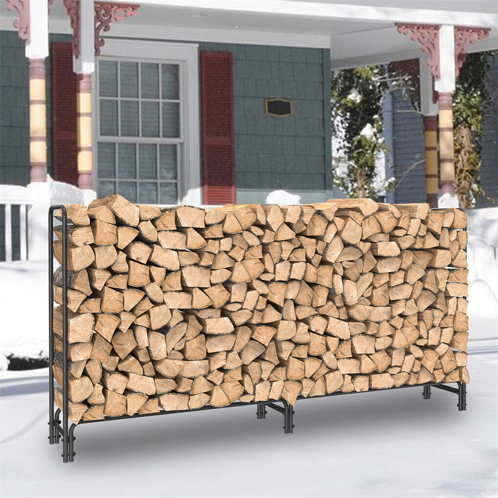 Metal Firewood Rack Log Storage Holder Heavy Duty