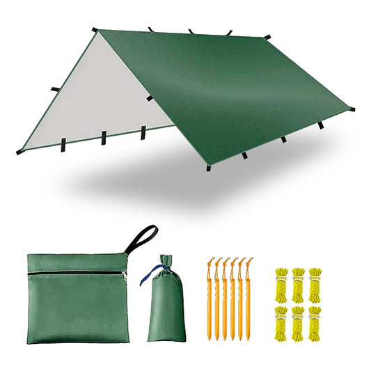 KILIROO 3X4m Large Waterproof Camping Tarp Tent (Forest Green)