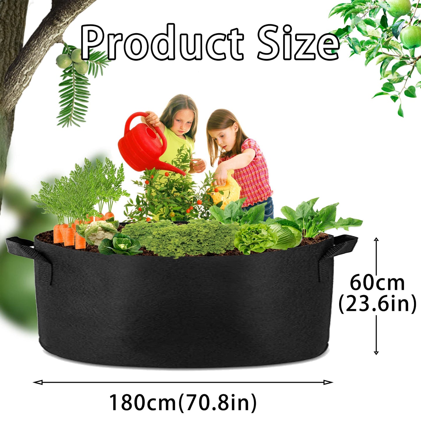 Grow Bag Heavy Duty Thickened Plant Pots with Handles 1500 Litre 180cm x 60cm