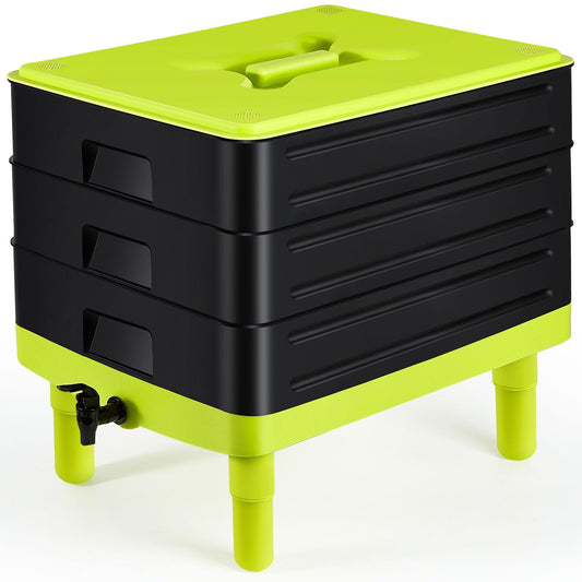 Large Worm Farm 3 Trays Worm Composter Bins 60 Litre