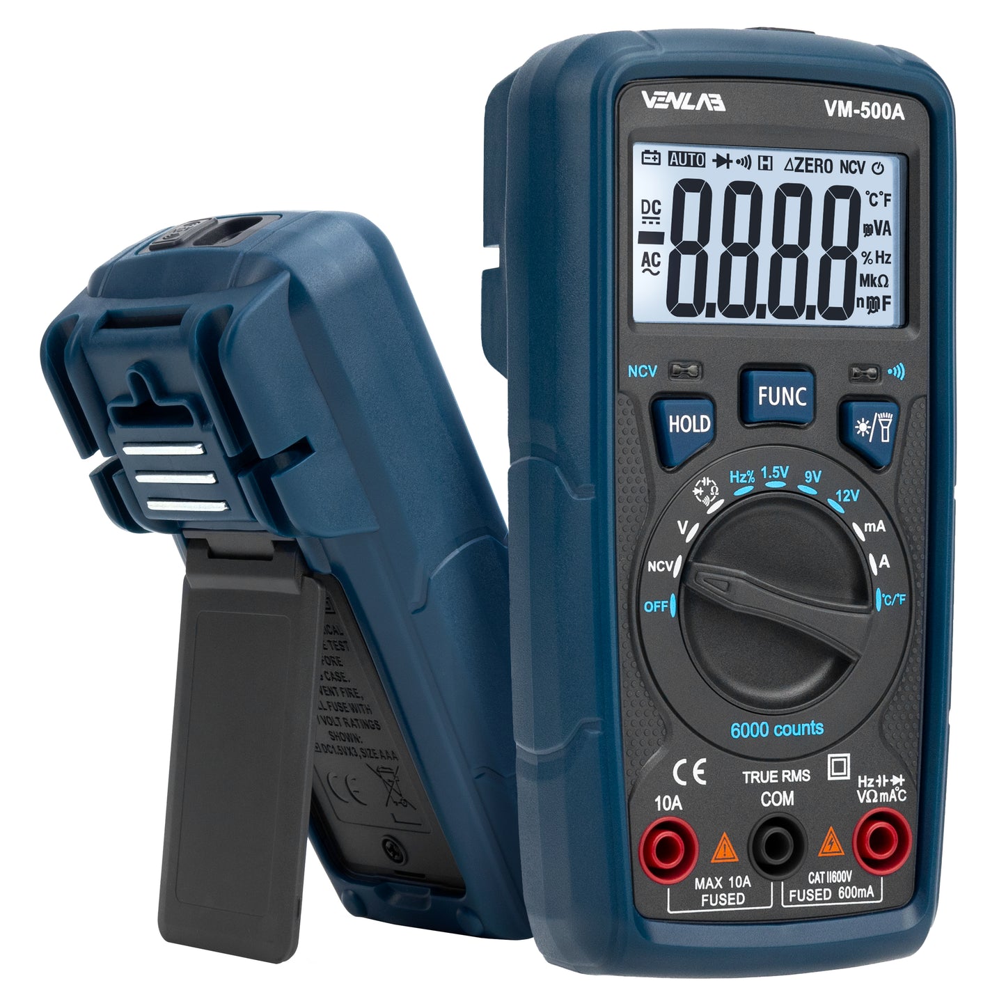 Digital Multimeter VM500A TRMS 6000 Counts Volt Ohm Amp Continuity Meter