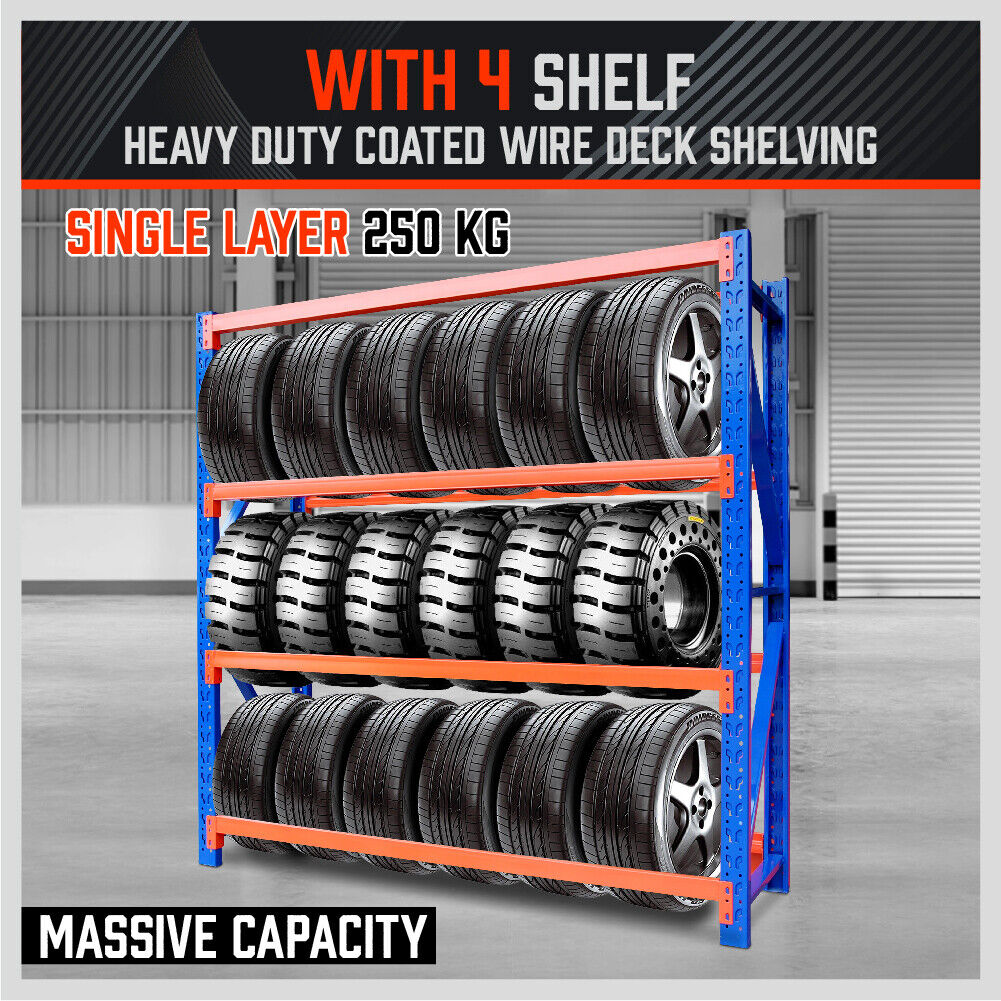 2m x 2m Steel Racks Shelves Garage Storage Warehouse Tyre Shelving 1000 Capacity