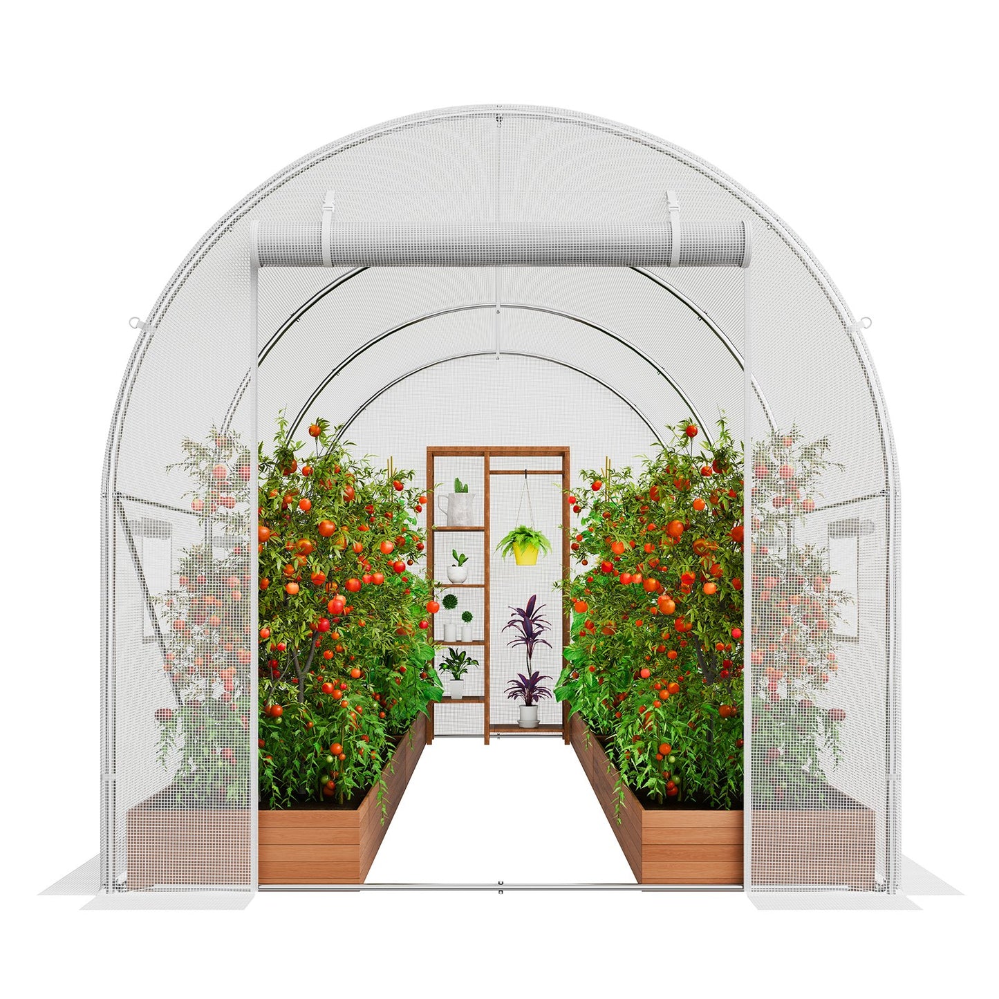 VEVOR Walk-in Tunnel Greenhouse 9.58x6.43x6.23ft Galvanized Frame PE Cover White