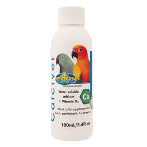 Vetafarm Calcivet 100ml Water Soluble Calcium & Vitamin D3 For Birds