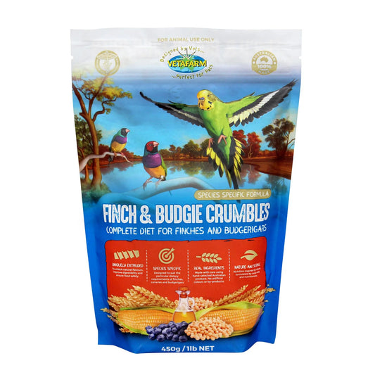 Vetafarm Finch & Budgie Crumbles 450g Complete Diet For Finches & Budgies