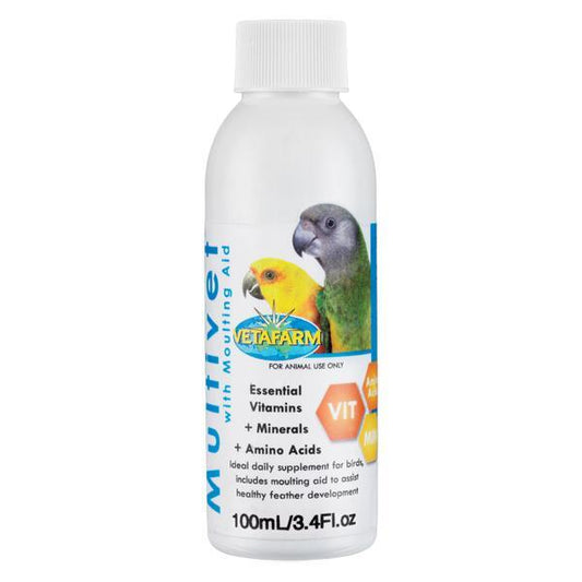 Vetafarm Multivet Liquid 100ml Essential Vitamins, Minerals & Amino Acids For Birds