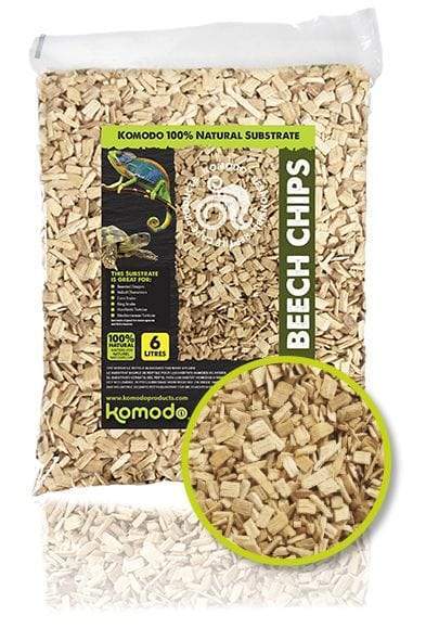 Komodo Beech Chips Reptile Bedding 6 Litre. Natural Substrate