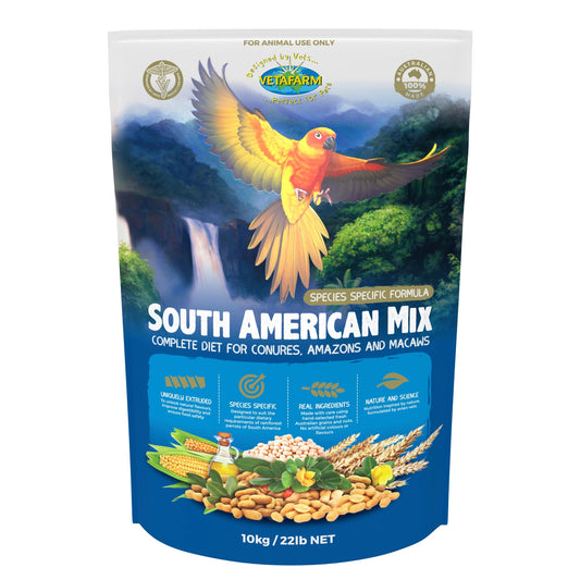 Vetafarm South American Mix 10kg Complete Diet For Conures, Amazons And Macaws