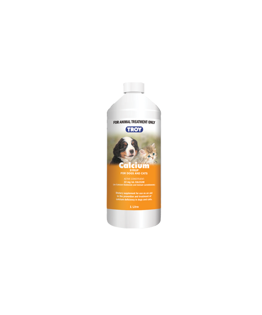 Troy Calcium Syrup For Dogs & Cats 1 Litre Dietary Supplement To Help Prevent Calcium Deficiency