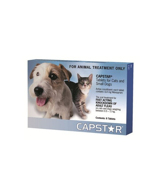 Capstar Tablets Small 0.5-11kg Fast Acting Knockdown Of Adult Fleas On Dogs And Cats