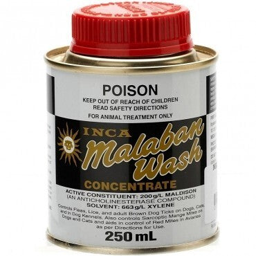 Malaban Wash Concentrate 250ml Helps Control Fleas, Lice & Ticks On Dogs & Cats