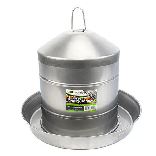 Stainless Steel Poultry & Bird Drinker 9 Litre