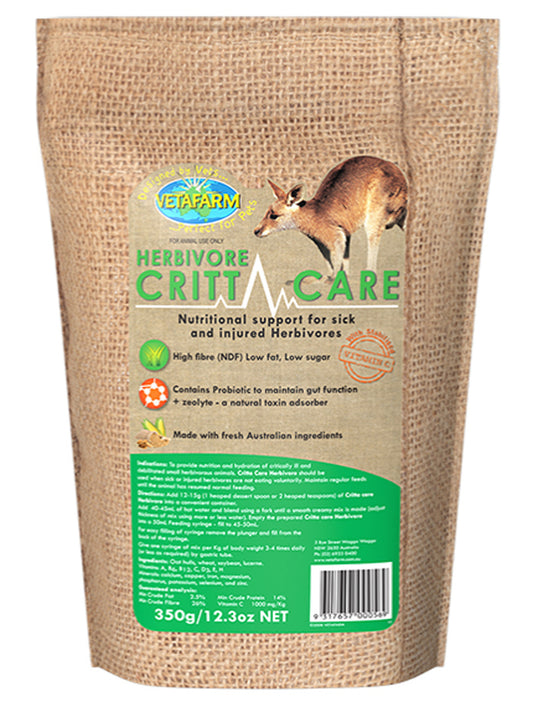 Vetafarm Crittacare Herbivore. Nutritional Support For Sick & Injured Herbivores 350g