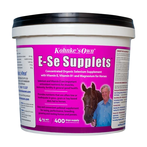 Kohnke's Own E-Se Supplets. 4kg Vitamin E and Organic Selenium Supplement For Horses