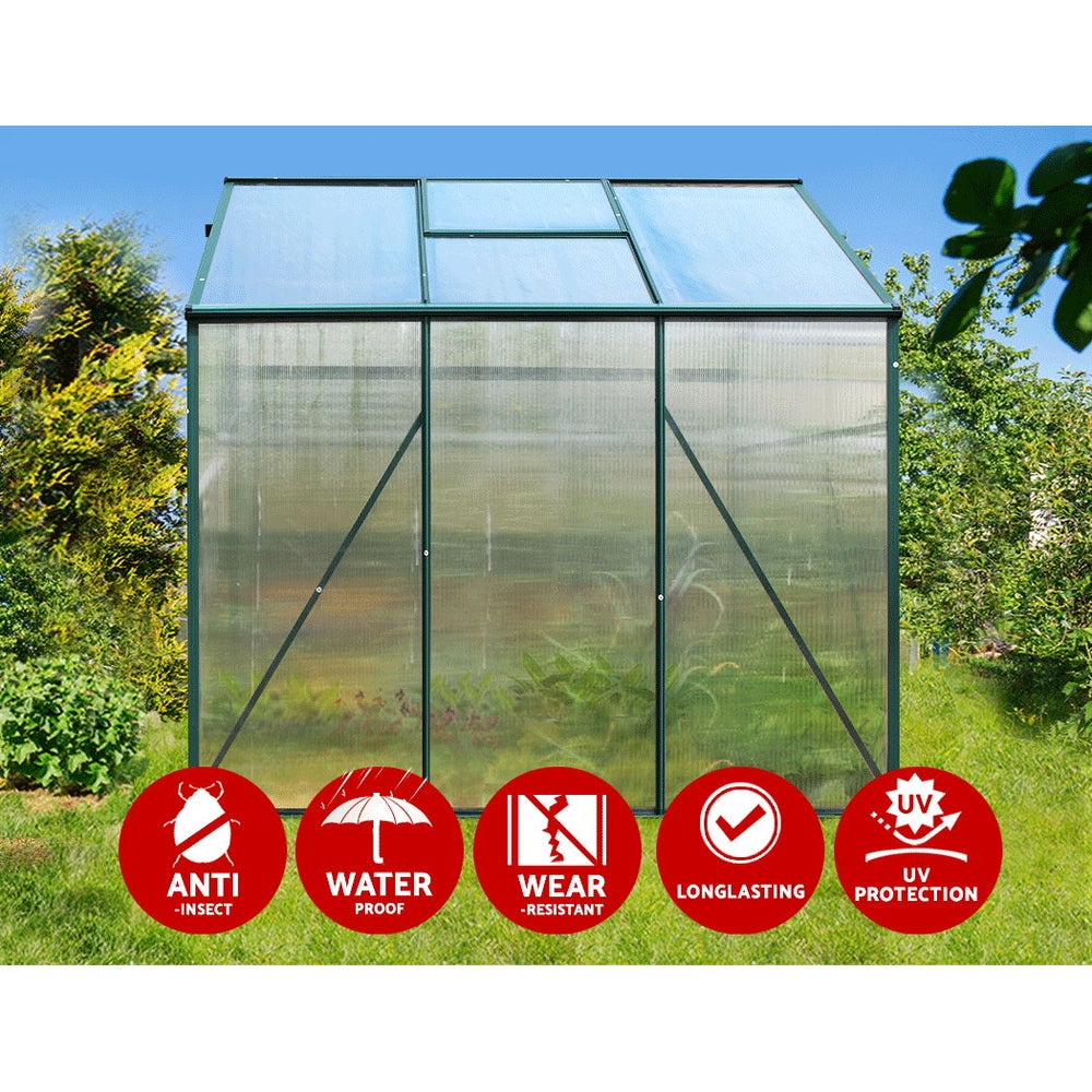 Greenfingers Greenhouse 1.9x1.9x1.83M Aluminium Polycarbonate Garden Shed