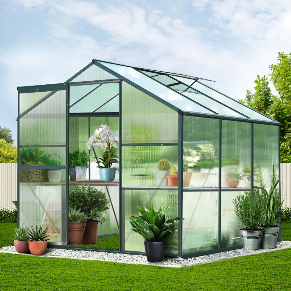 Greenfingers Greenhouse 1.9x1.9x1.83M Aluminium Polycarbonate Garden Shed