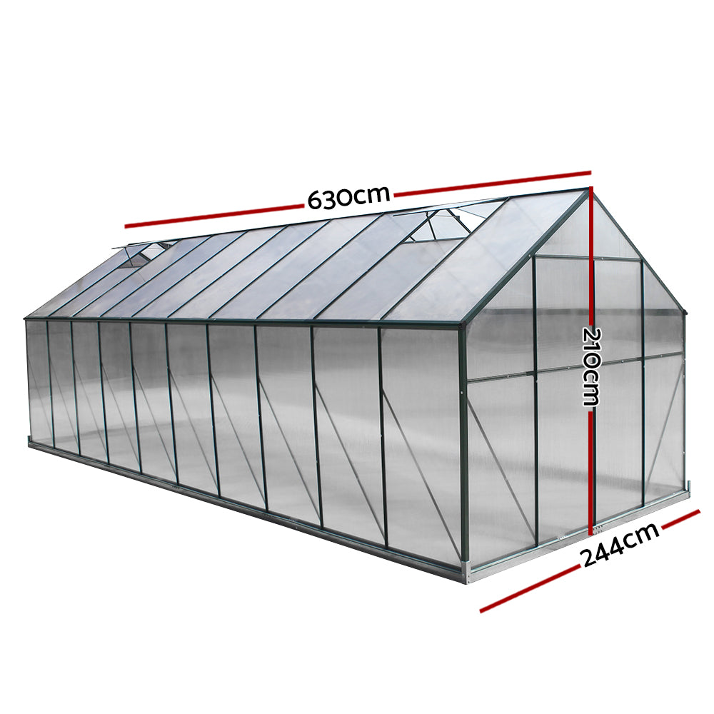 Greenfingers Greenhouse 6.3x2.44x2.1M Aluminium Polycarbonate Garden Shed