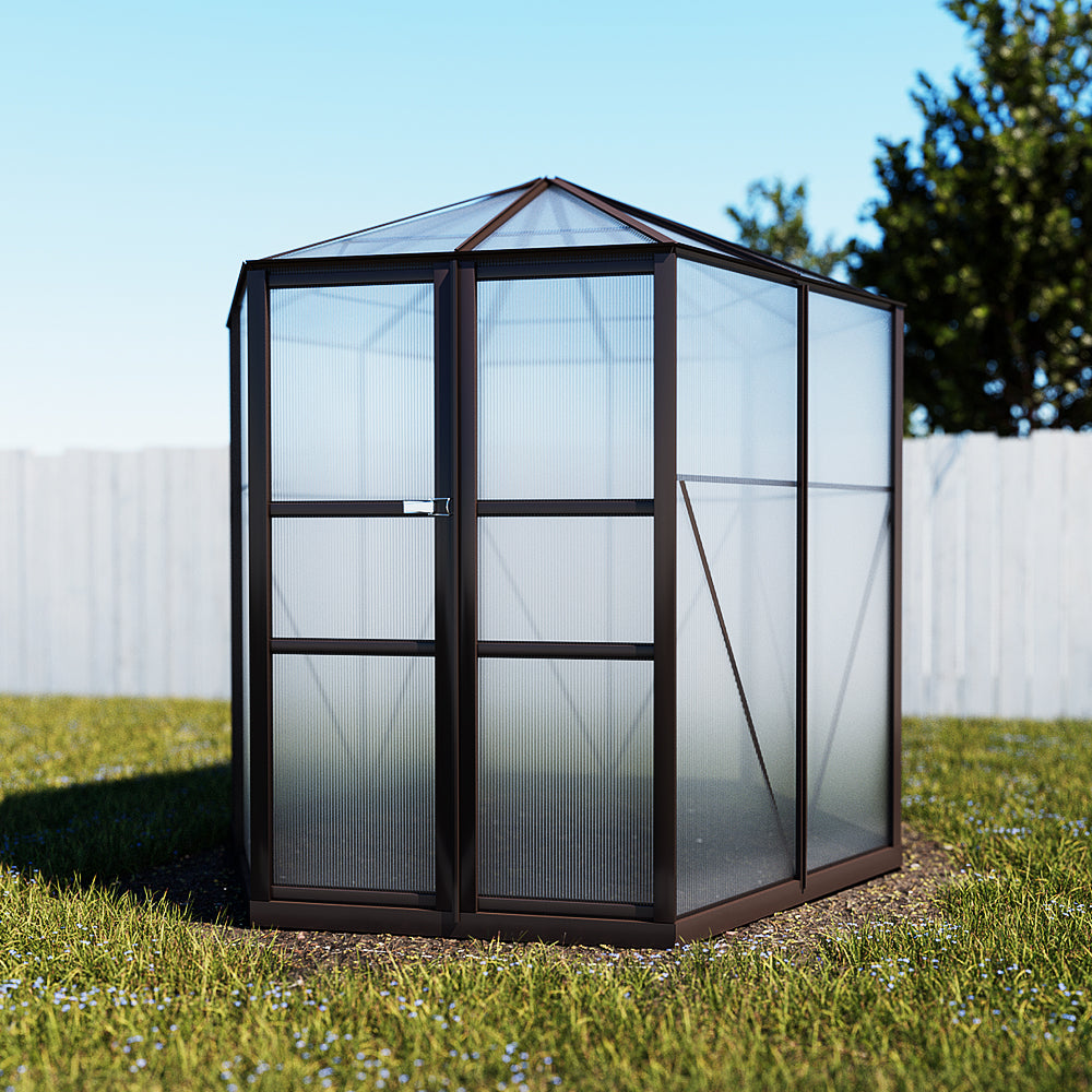 Greenfingers Greenhouse 2.4x2.1x2.32M Aluminium Polycarbonate Garden Shed