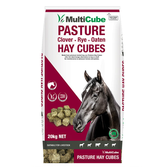 Multicube Pasture Hay Cubes. CLOVER, RYE & OATEN. 20kg Bag