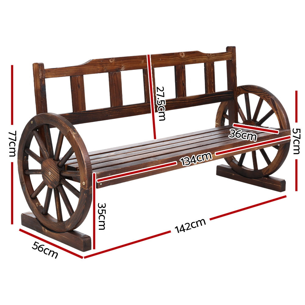 Gardeon Outdoor Garden Bench Wooden 3 Seater Wagon Chair