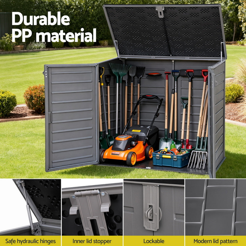 Gardeon Outdoor Storage Box 1170L Container Lockable Cabinet Tool Organizer Shed Grey