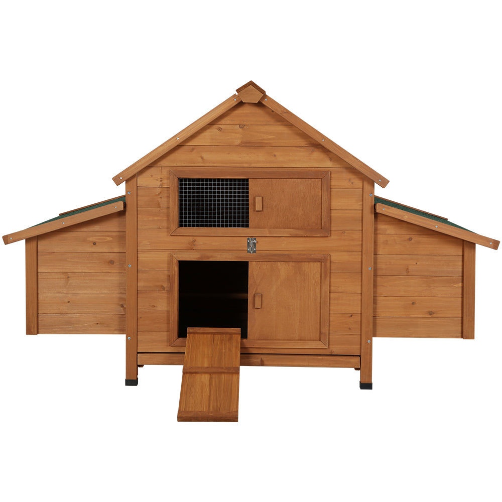 Chicken Coop Rabbit Hutch 150cm x 68cm x 96cm Wooden Outdoor Pet Enclosure