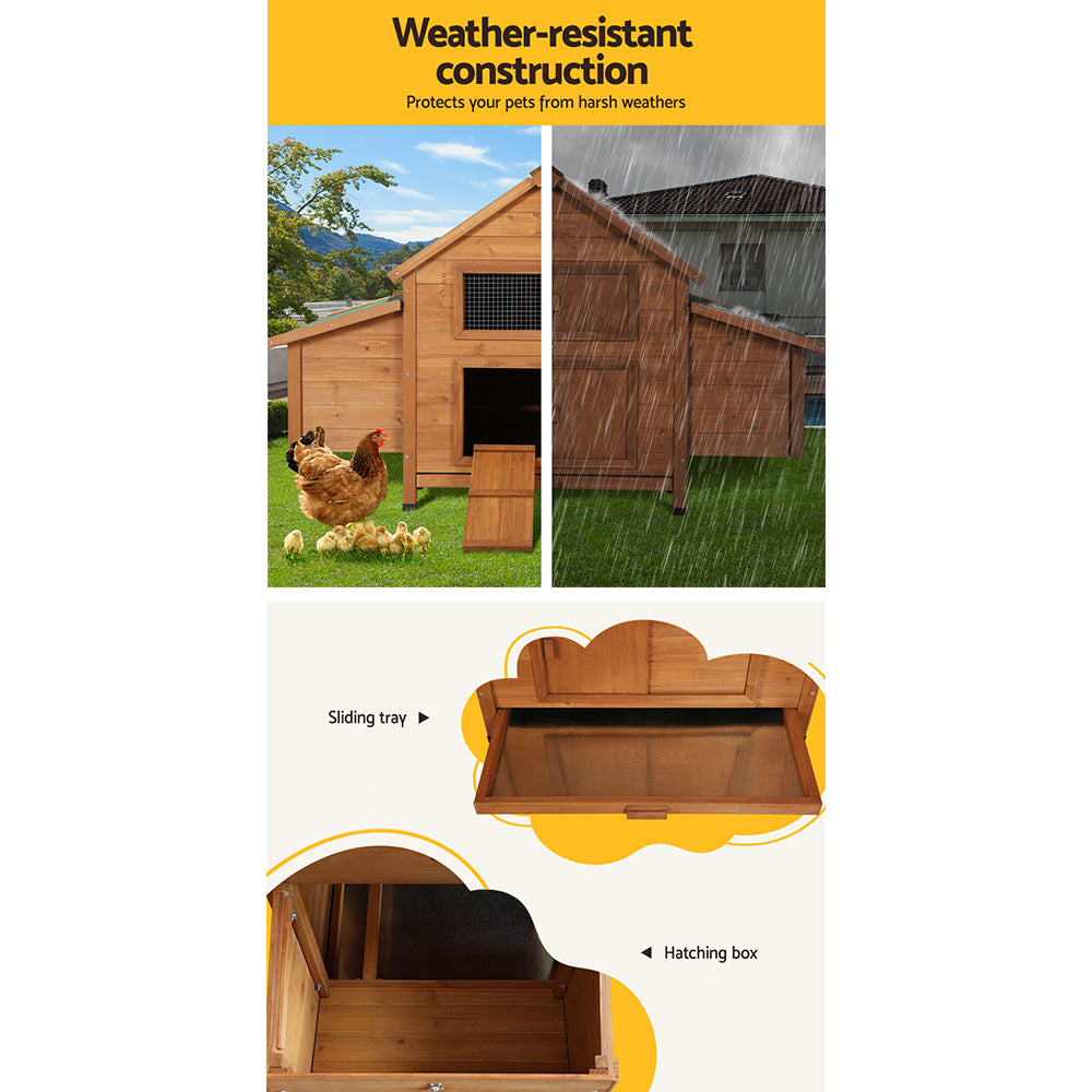 Chicken Coop Rabbit Hutch 150cm x 68cm x 96cm Wooden Outdoor Pet Enclosure