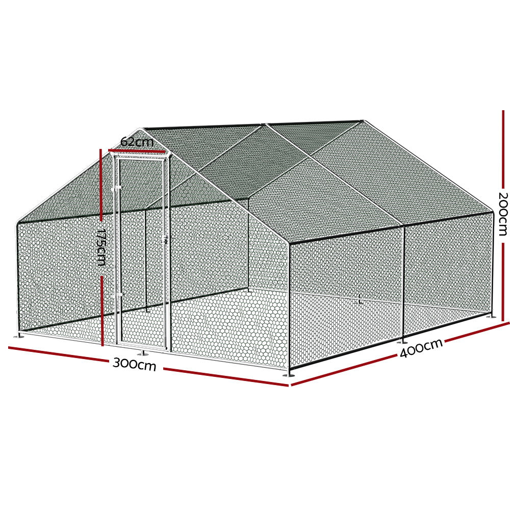 Chicken Coop Cage 3x4x2m Galvanised Steel