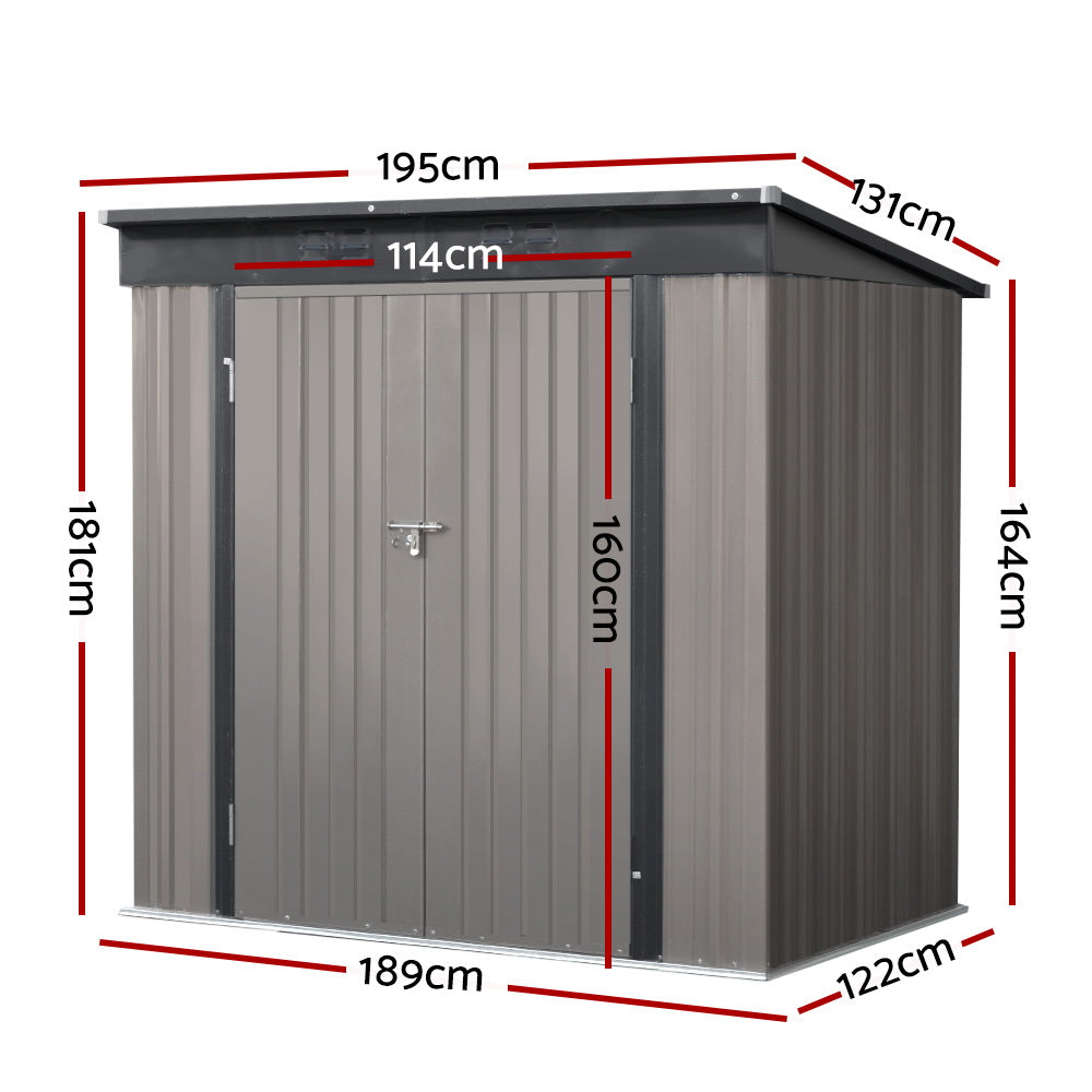 Giantz Garden Shed 1.95x1.31M Outdoor Storage Steel Workshop Double Door