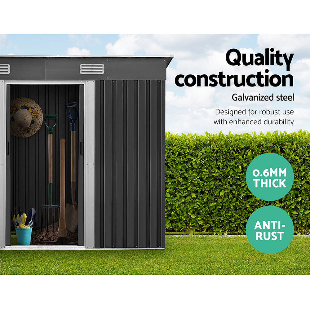 Giantz Garden Shed 2.38x1.31M w/Metal Base Outdoor Storage Tool Workshop Sliding Door