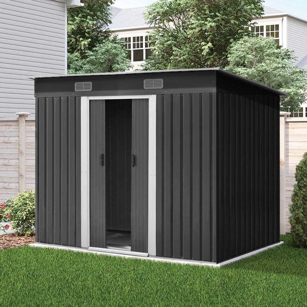 Giantz Garden Shed 2.38x1.31M w/Metal Base Outdoor Storage Tool Workshop Sliding Door