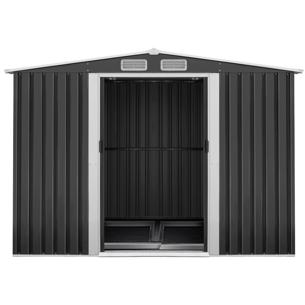 Giantz Garden Shed 2.58x3.14M w/Metal Base Outdoor Storage Workshop Sliding Door