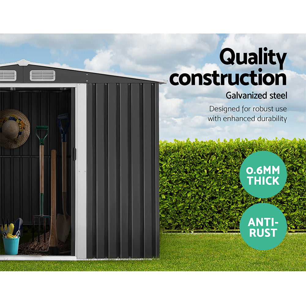 Giantz Garden Shed 2.58x3.14M w/Metal Base Outdoor Storage Workshop Sliding Door