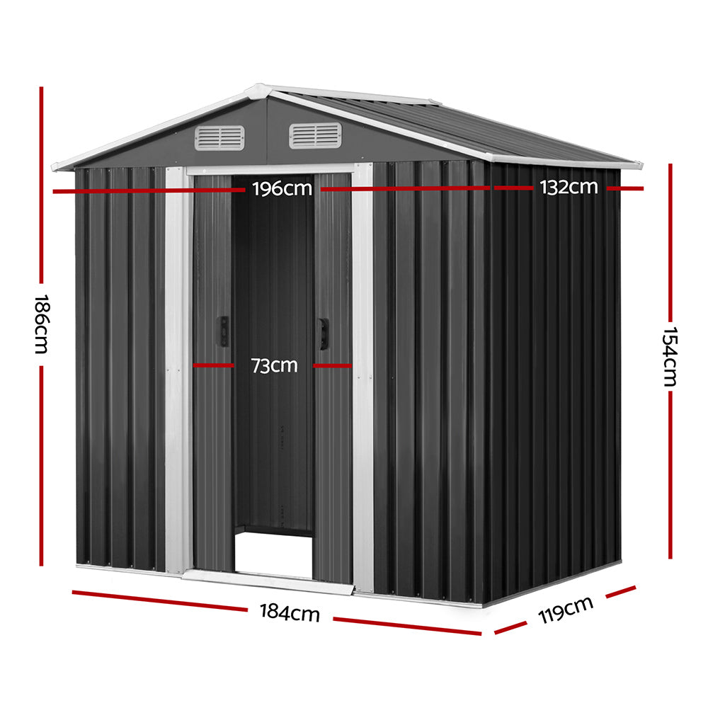 Giantz Garden Shed 1.96x1.32M Outdoor Storage Tool Workshop Sliding Door