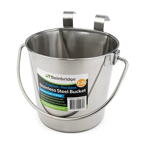 Bainbridge Stainless Steel Flat Sided Bucket 2 Litre