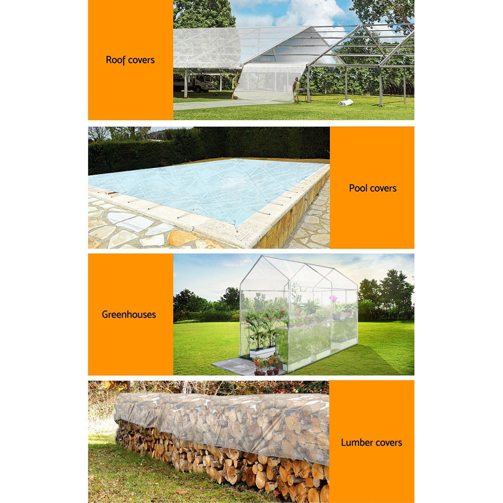 Instahut Tarpaulin 4x6m Canvas Heavy Duty Cover Clear