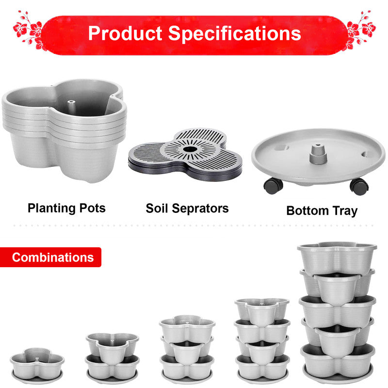 Hivvago 5-Tier Vertical Garden Planter – Stackable Indoor/Outdoor Pot with Base