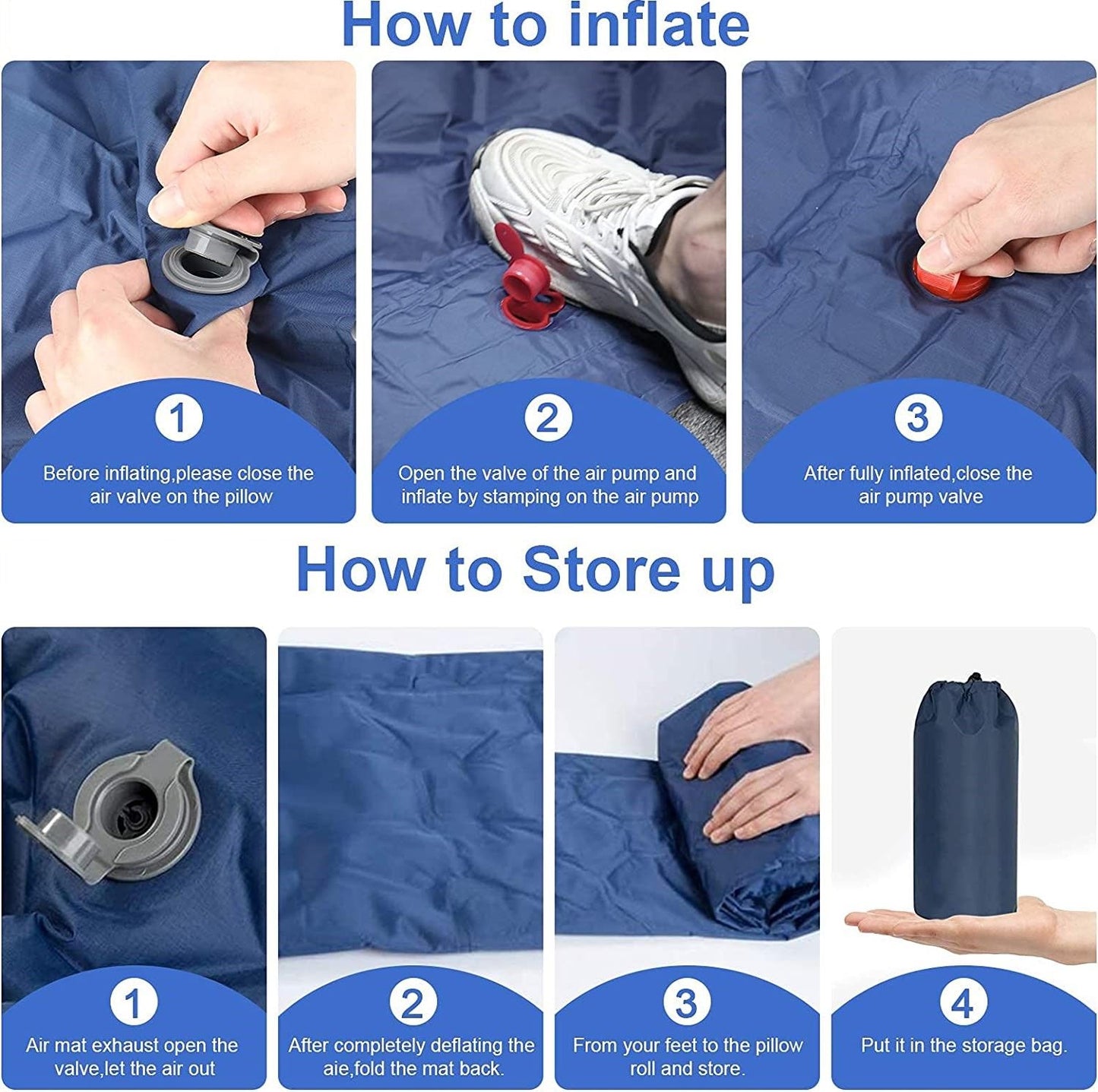 Ultralight Inflatable Camping Sleeping Pad with Pillow for Travelling and Hiking