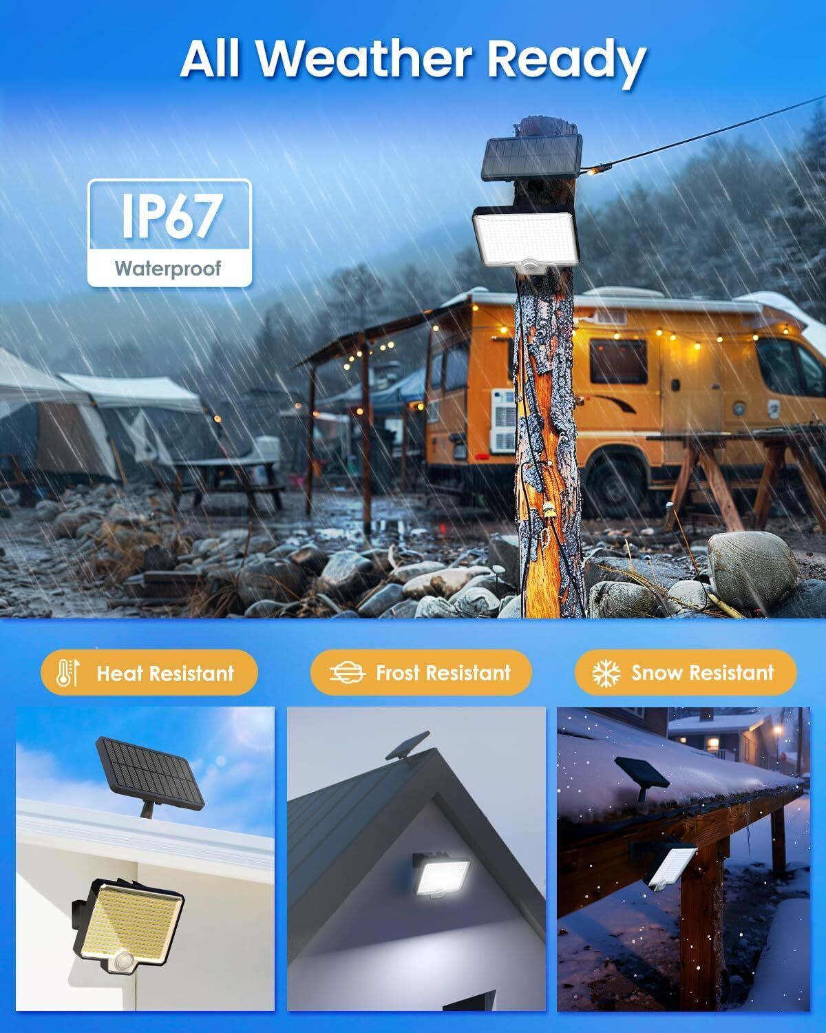 294 LED Solar Light Motion Sensor 6500K Black Outdoor Security Wall Flood Lamp