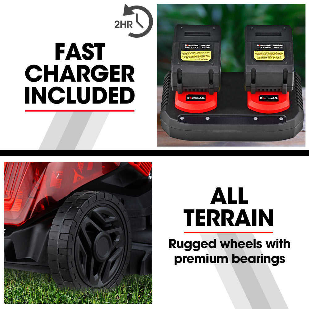 BAUMR-AG 500CX 40V SYNC 17" Cordless Lawn Mower Kit, Fast Charger, 2 x 4Ah Battery, 5 Stage Height Adjustment