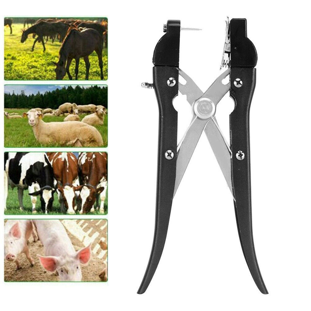 Ear Tag Applicator Plier + Case - Alloy Livestock Animal Cattle Punch Tagger