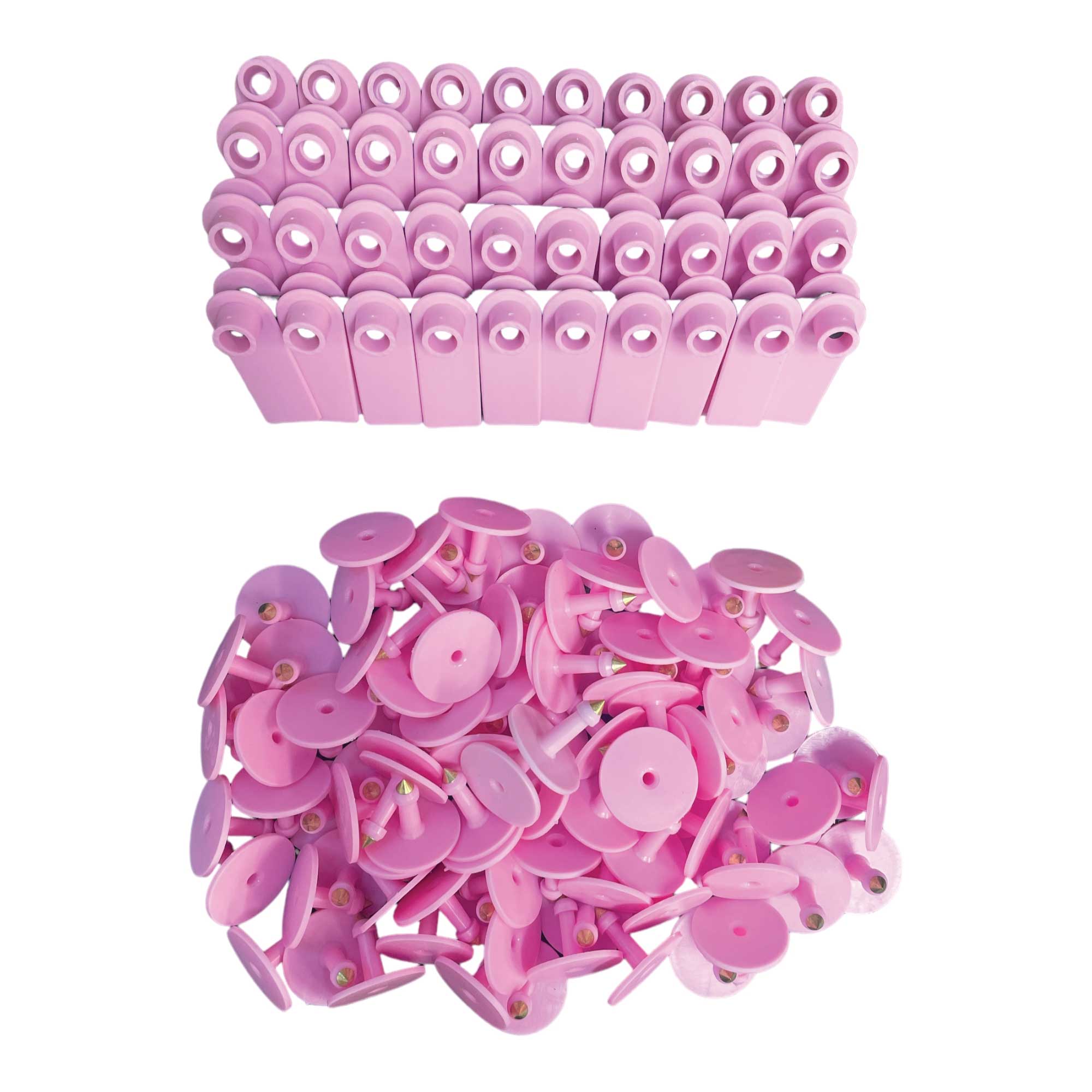 100x Cattle Ear Tags 5x2cm Set - Mini Pink Blank Pig Goat Livestock La ...