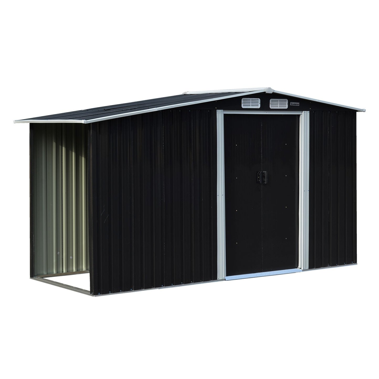 Wallaroo Garden Shed with Semi-Close Storage 4*8FT - Black