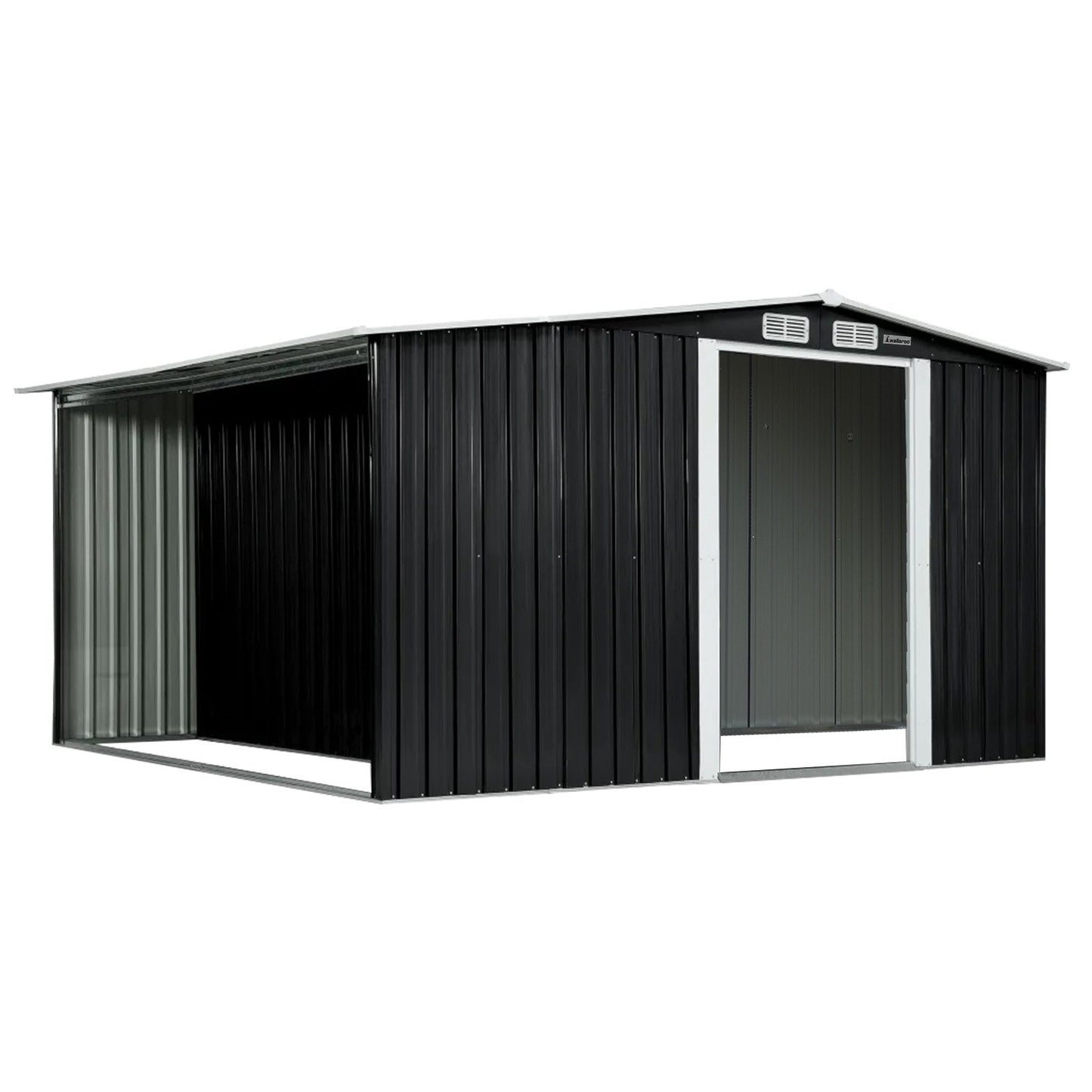 Wallaroo Garden Shed with Semi-Close Storage 6*8FT - Black