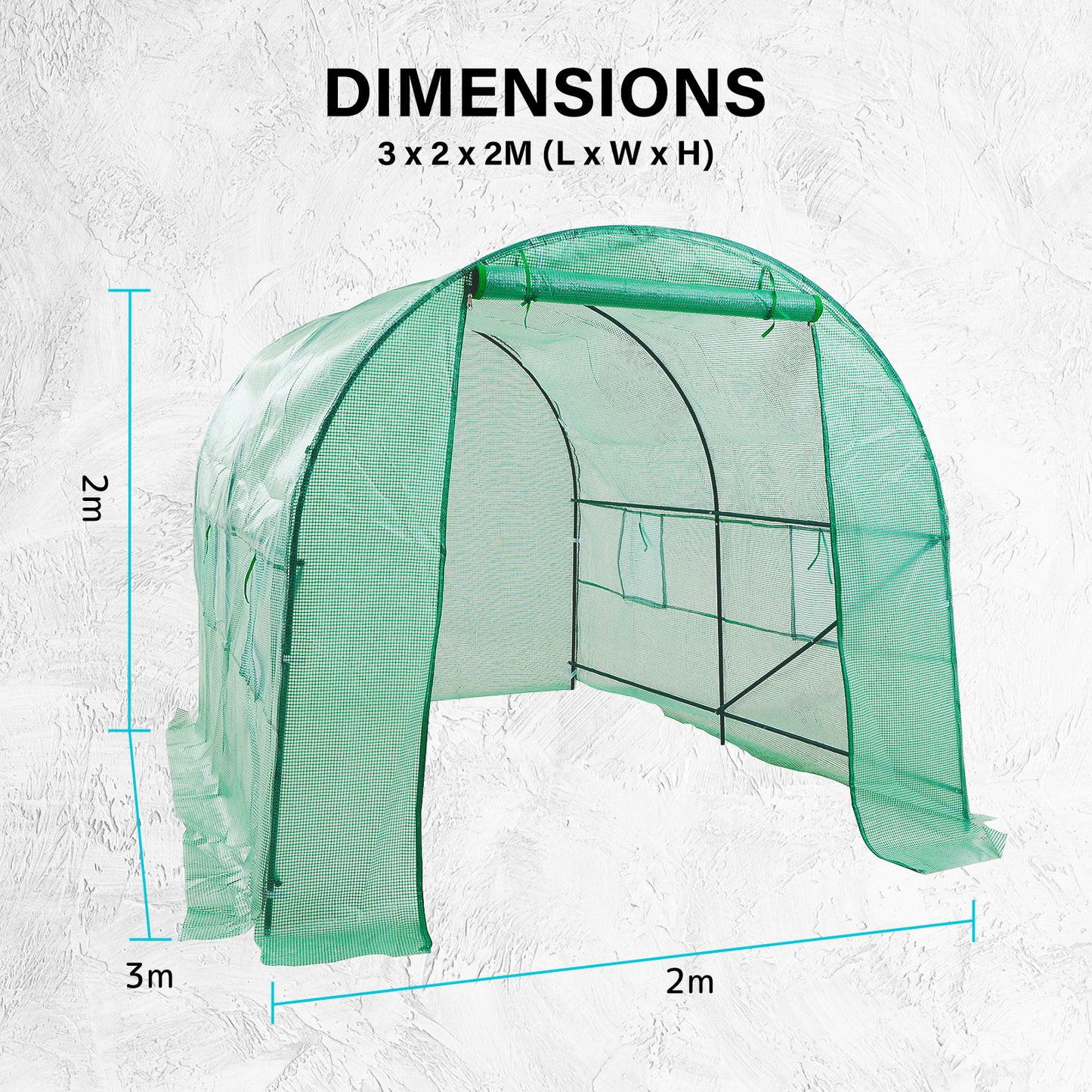 Greenhouse Walk-In Shed 3x2x2M