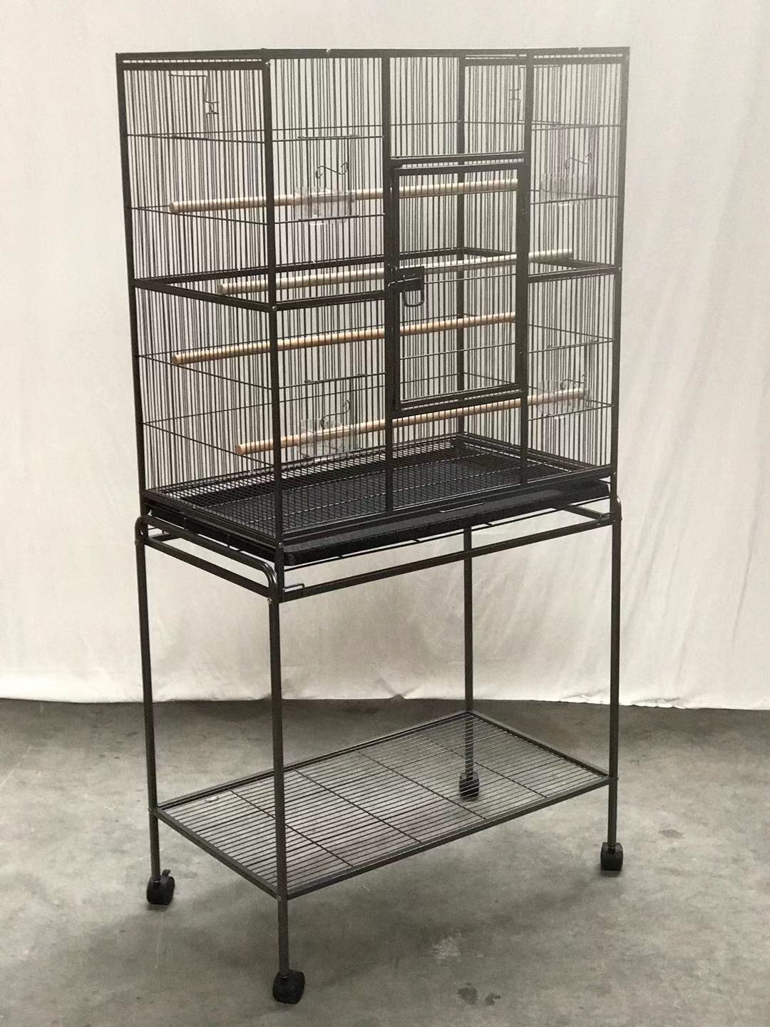 Bird Cage Parrot Aviary Pet Stand-alone Budgie Perch Castor Wheels 161cm
