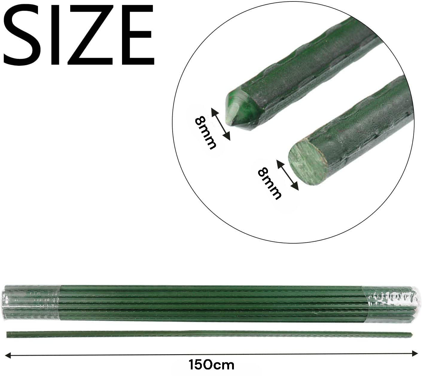 Garden Plant Stakes 150cm 10x 8mm